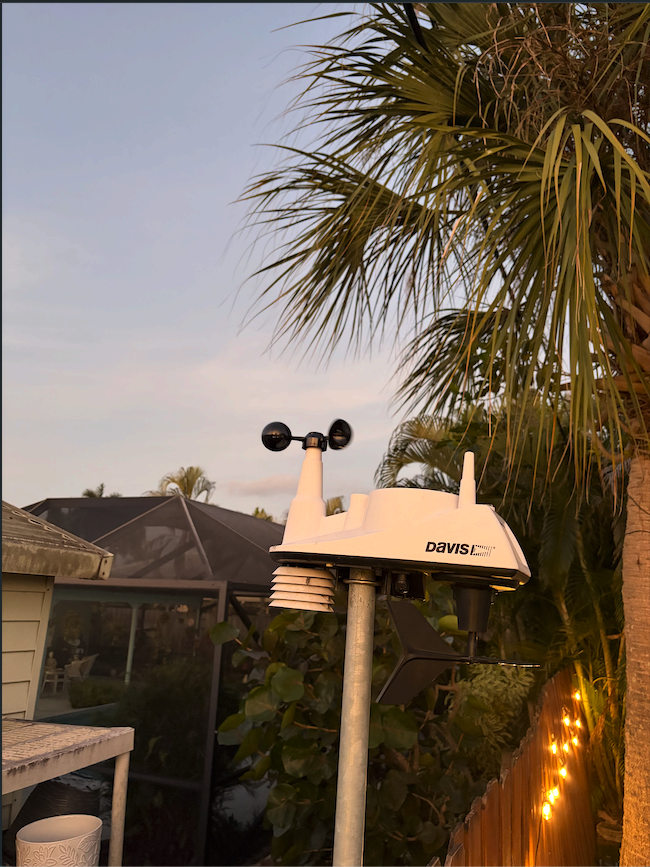 Damaged weather station after equipment was dropped during neighborhood electrical work